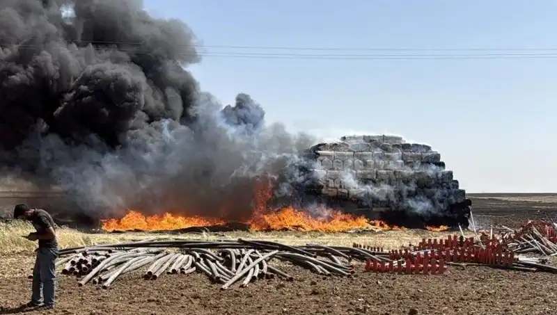Mardin'de Kontrol Altına Alınan Büyük Anız Yangını Dikkat Çekti